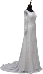 Womens Beach Wedding Dress Vintage Lace Bohemian Bridal Gown With Long Sleeves