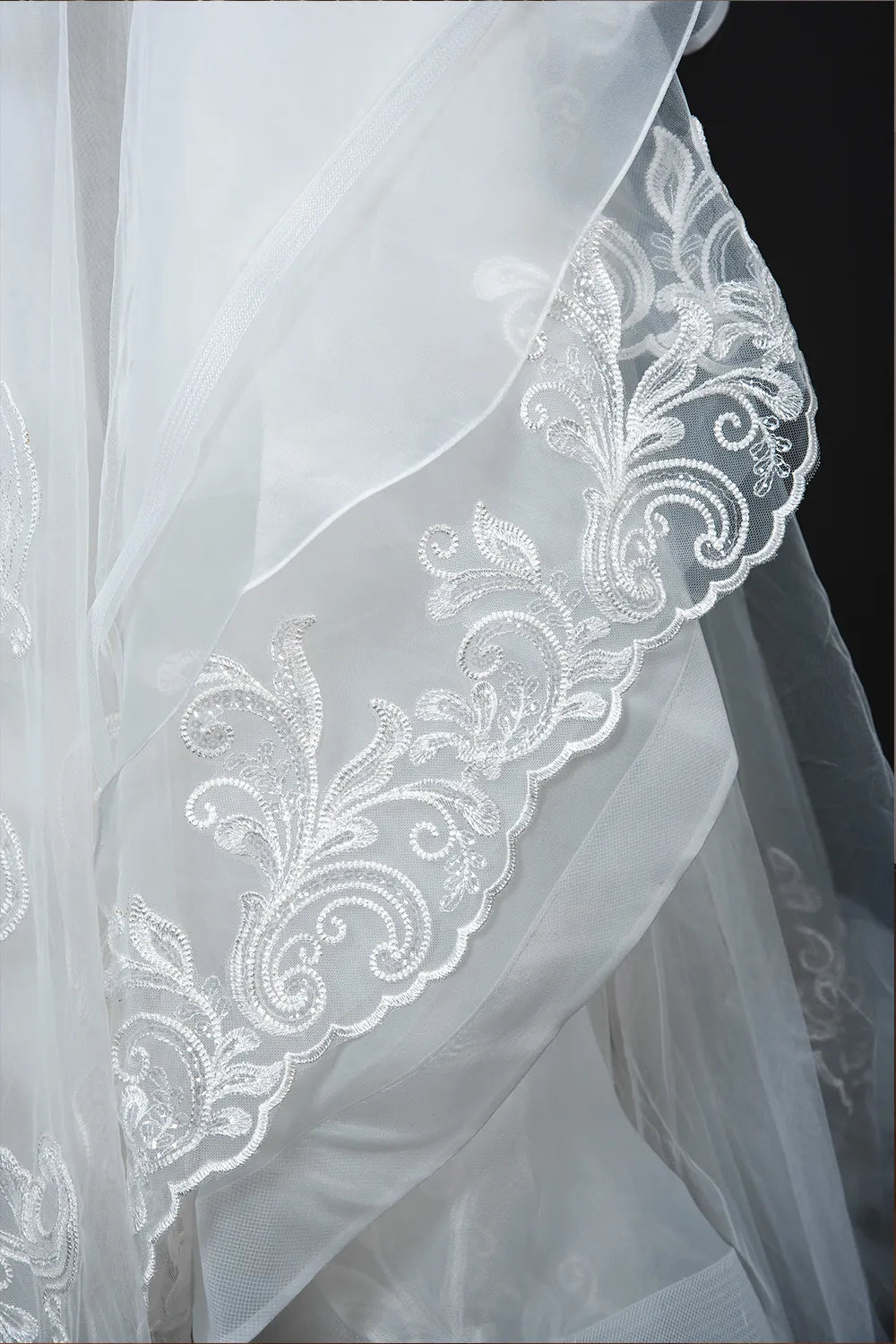 Chic Ruffled Ball Gown Long Sleeve Wedding Dress With Lace Appliques