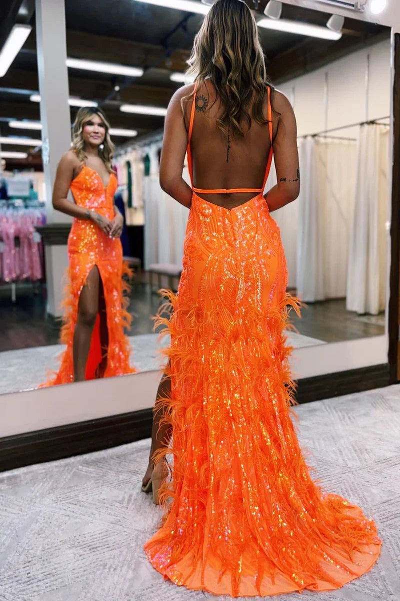 Sonia | Vestidos de fiesta sirena con escote en V, encaje de lentejuelas de jade y abertura