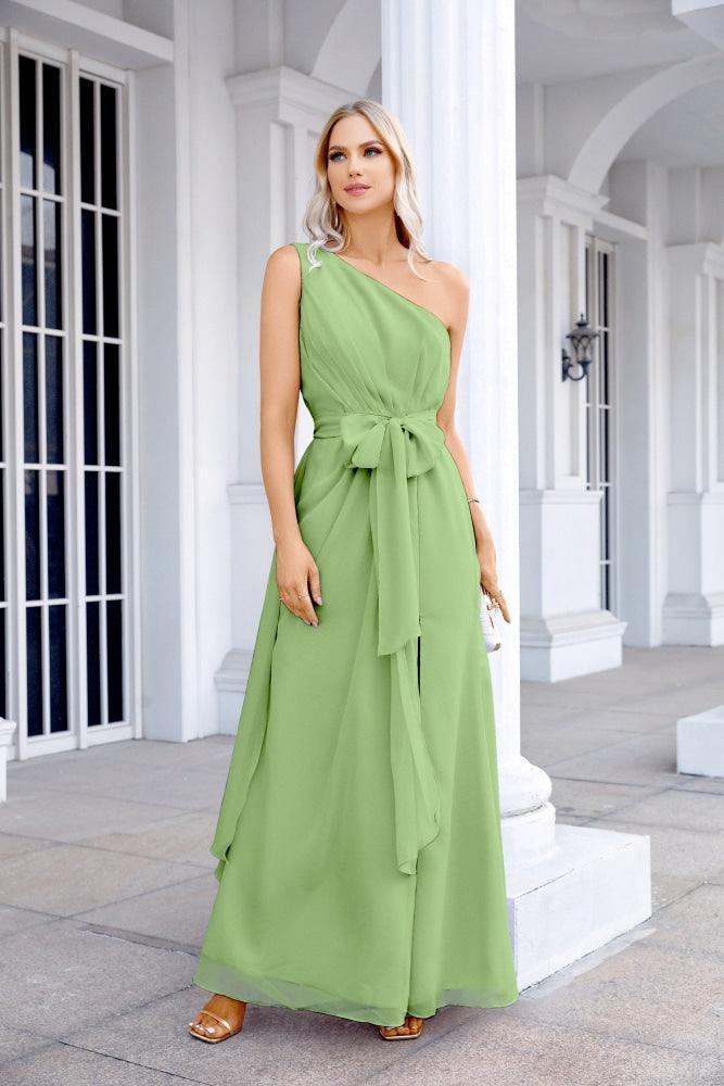 Ladies Chiffon One Shoulder Bridesmaid Evening Dress Wedding Party Evening Dress 28133