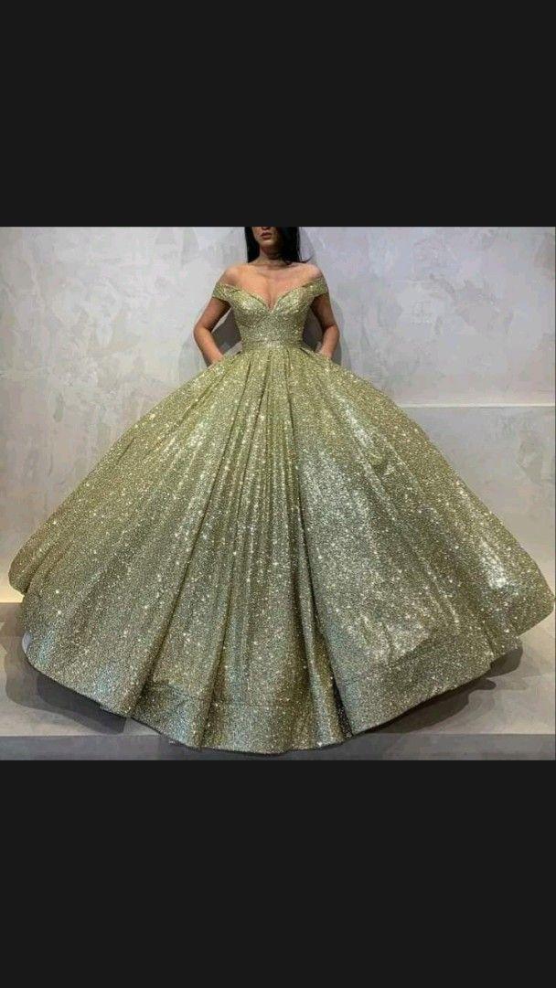 Vestido de Baile com Brilhos e Ombros Descobertos para Festa de 16 Anos Y54