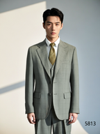 Light Grey Windowpane Check 3 Piece Wedding Suit For Groom And Groomsmen