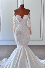 Sweetheart Mermaid Wedding Dress With Long Sleeves And Appliqué