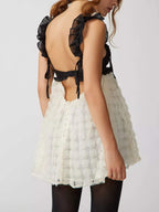 Sexy rückenfreies kurzes Kleid mit Patchwork-Spitze und Strapsen 
