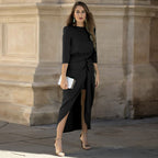 Abito da Sera di Satin di Alta Qualità Abito Elegante per Donna Abito con Allacciatura