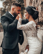Bridal Lace Mermaid Wedding Dress With Long Sleeves On Sale