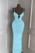 Custom Designed Spaghetti Strap Mermaid Prom Dress With Beading