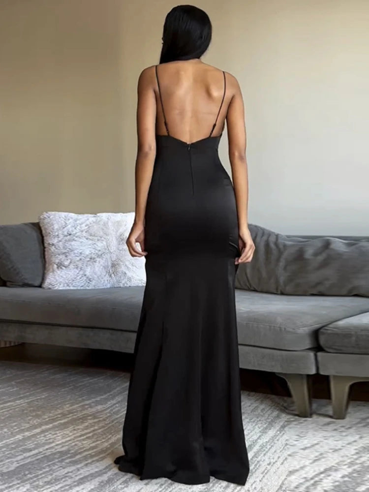 Abito da donna TARUXY con spacchi laterali, elegante, slim, con fiocco e spacco, senza schienale, sexy, per spiaggia, compleanno o serata