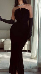 فستان سهرة أسود بحورية البحر جذاب Y4556