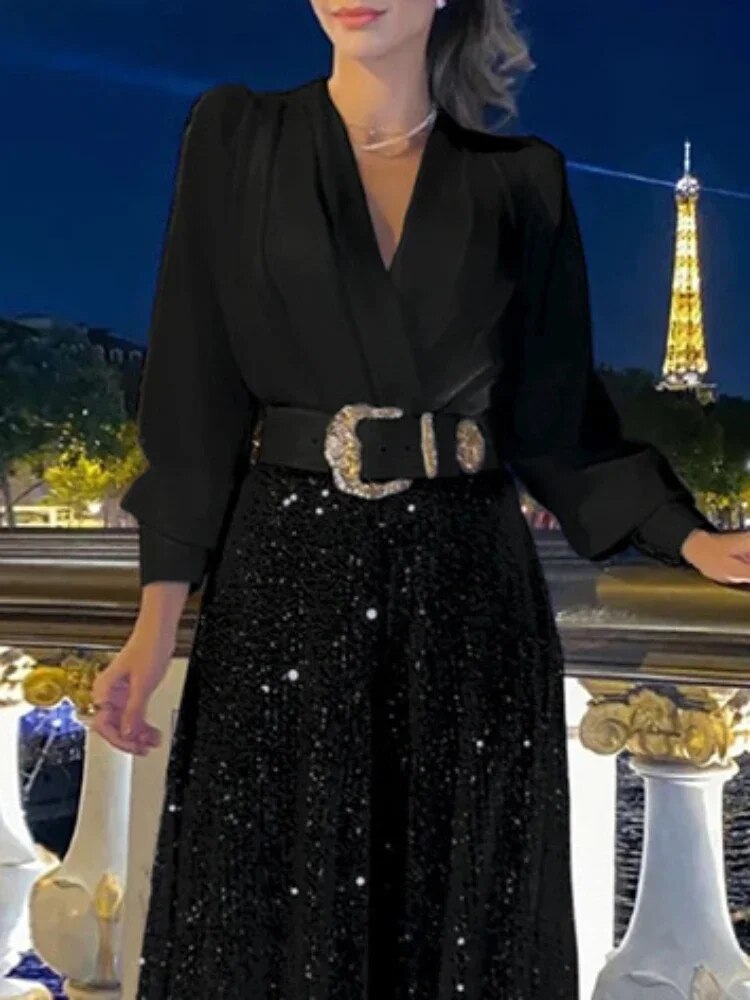 TARUXY Abito da Sera Elegante Donna con Scollo a V Largo e Pieghe di Lusso 2023