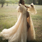Vestido de tule pregueado para grávidas, vestido para fotografia de grávidas, vestido para chá de bebé