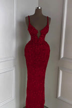 Custom Designed Spaghetti Strap Mermaid Prom Dress With Beading