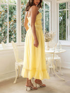 Elegantes Patchworkkleid mit schulterfreien Trägern 
