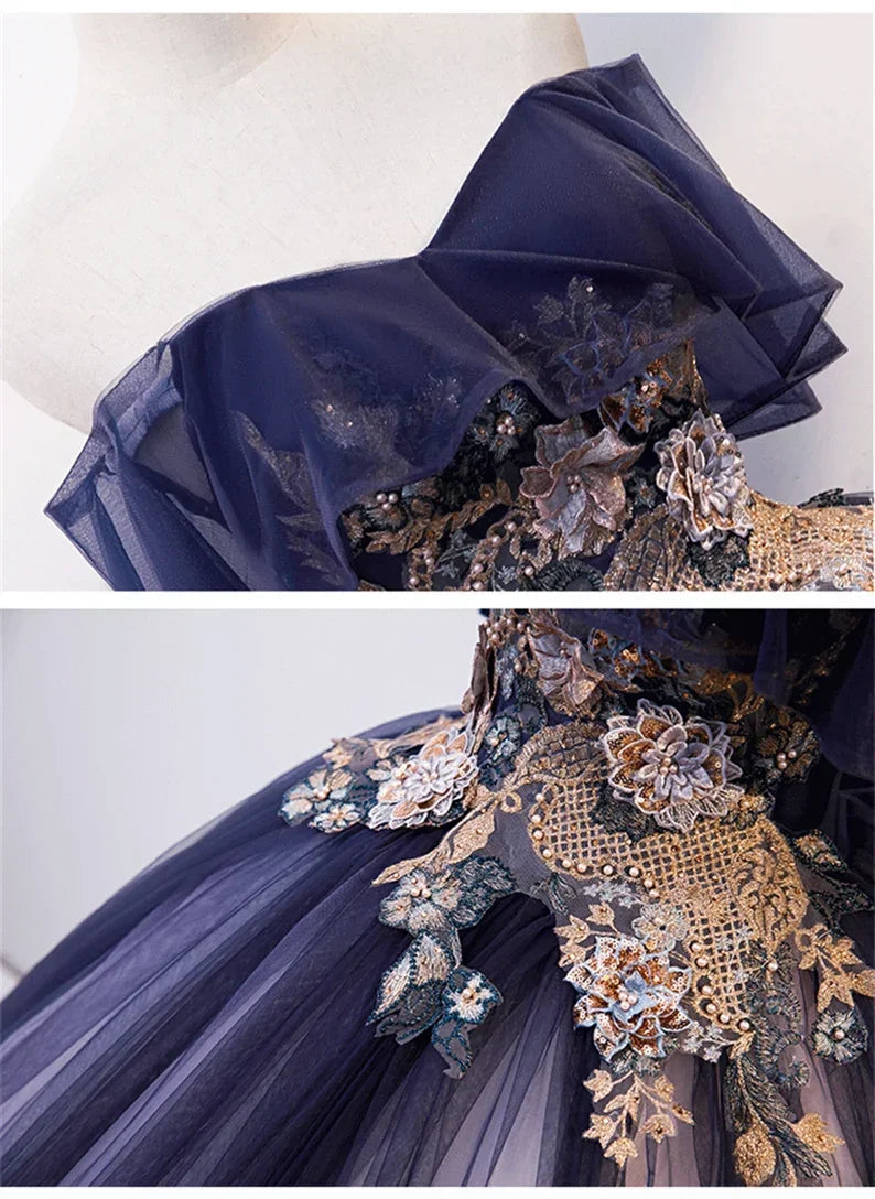 Robe en tulle à dentelle florale avec perles Ombre, robe de quinceañera, robe de bal Y1935