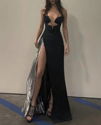 Chic Black and Silver Long Prom Dress Charming Evening Dress Y4538
