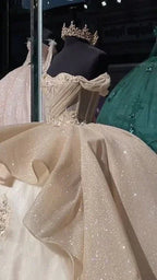 Luxury Quinceanera Dresses Applique Corset Ball Gown Prom Sweet 16 Dress Y4144