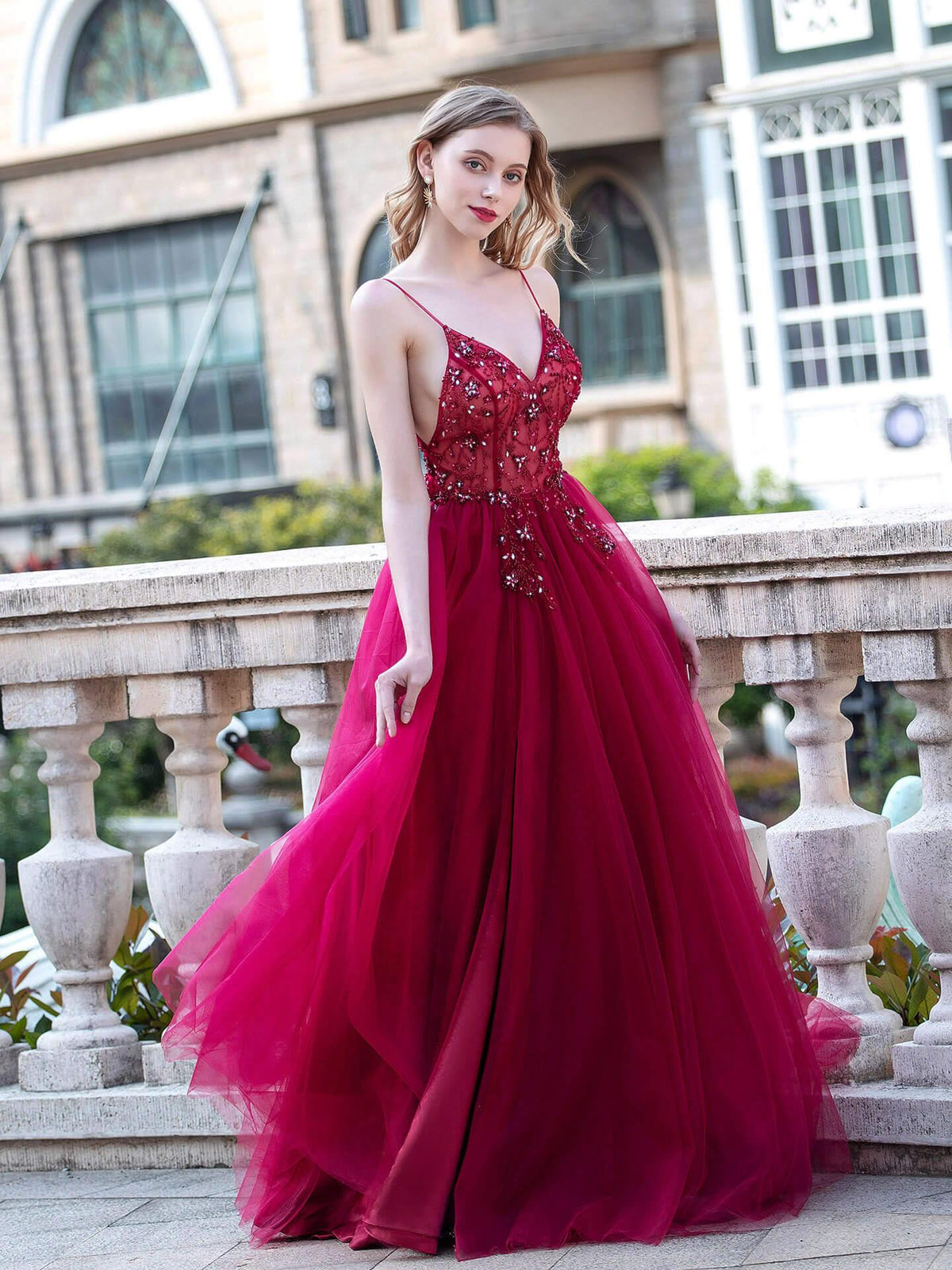 A-line Luxurious Sexy Formal Evening Dresses Spaghetti Strap Sleeveless With Slit Floor Length Prom Dresses