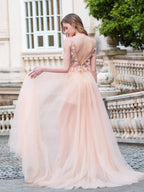 A-line Luxurious Fashion Sexy V-neck Formal Evening Dresses Sleeveless Floor Length Prom Dresses