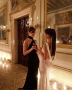 Vestido largo de noche elegante de satén Vestido formal de baile Y8231