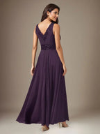 Abito a linea A in chiffon con paillettes color prugna