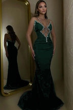 O vestido do baile de finalistas da sereia da correia de espaguetes frisou o vestido longo com cores feitas sob encomenda