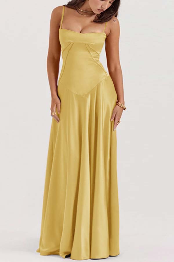 Spaghetti Strap Sleeveless Long Pleated Ruffle Prom Dress