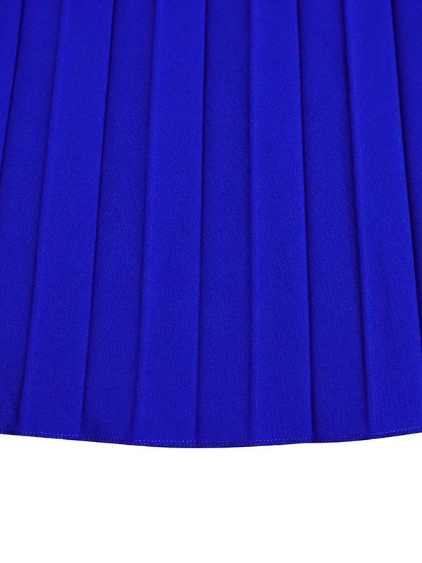 Abito da sera a spalle scoperte con drappeggio plissettato in tinta unita