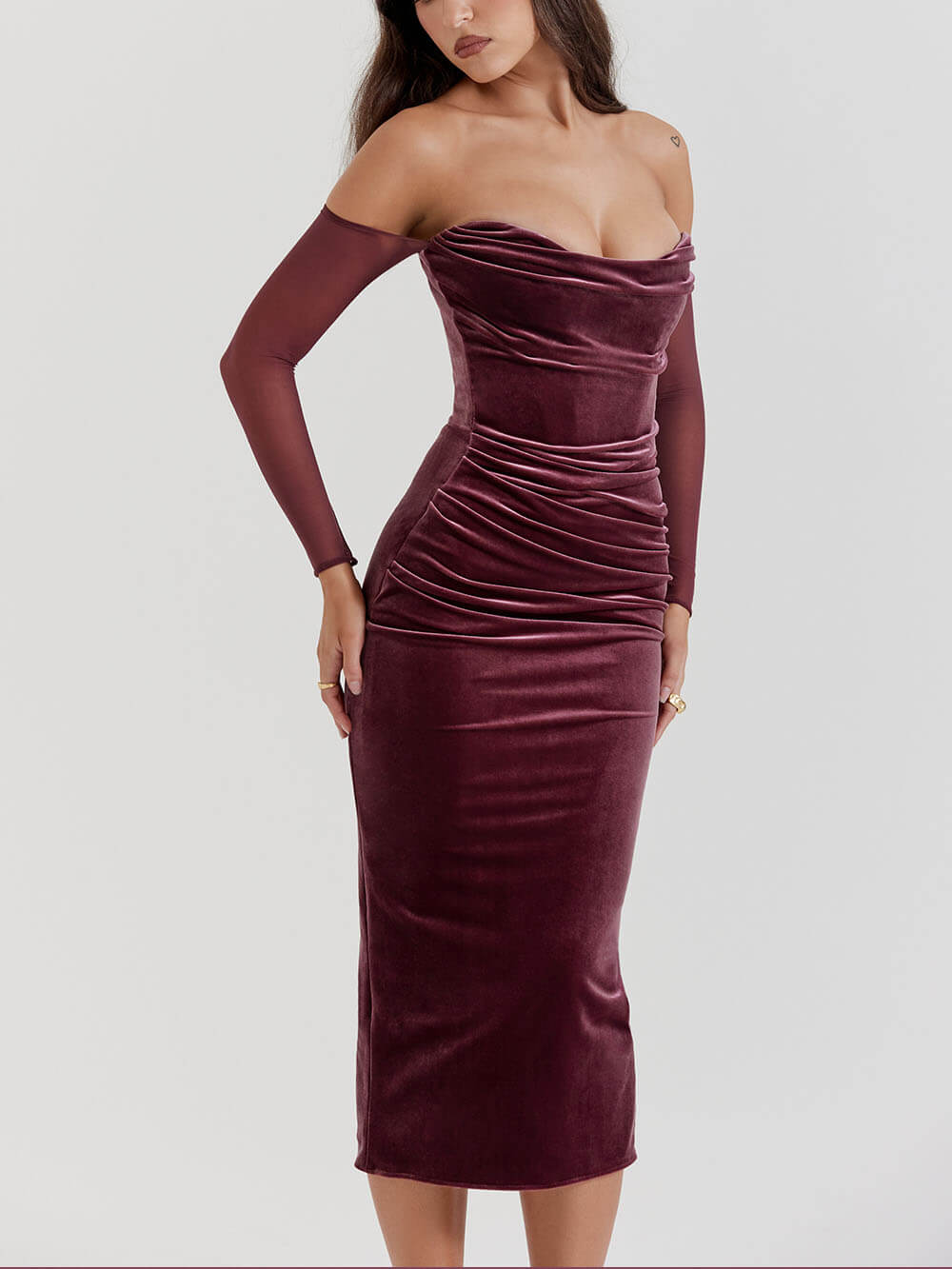 Trägerloses Midikleid 
