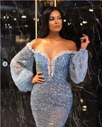 Primavera verão roupa de mulher vestido casual elegante dourado decote em v transparente vestido de noite rabo de peixe
