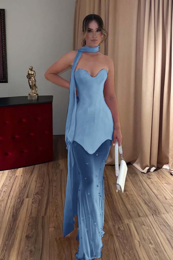 Strapless Sweetheart Sleeveless Long Mermaid Prom Dress With Beading