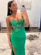 Sheath Strapless Sweetheart Long Prom Dress with Slit