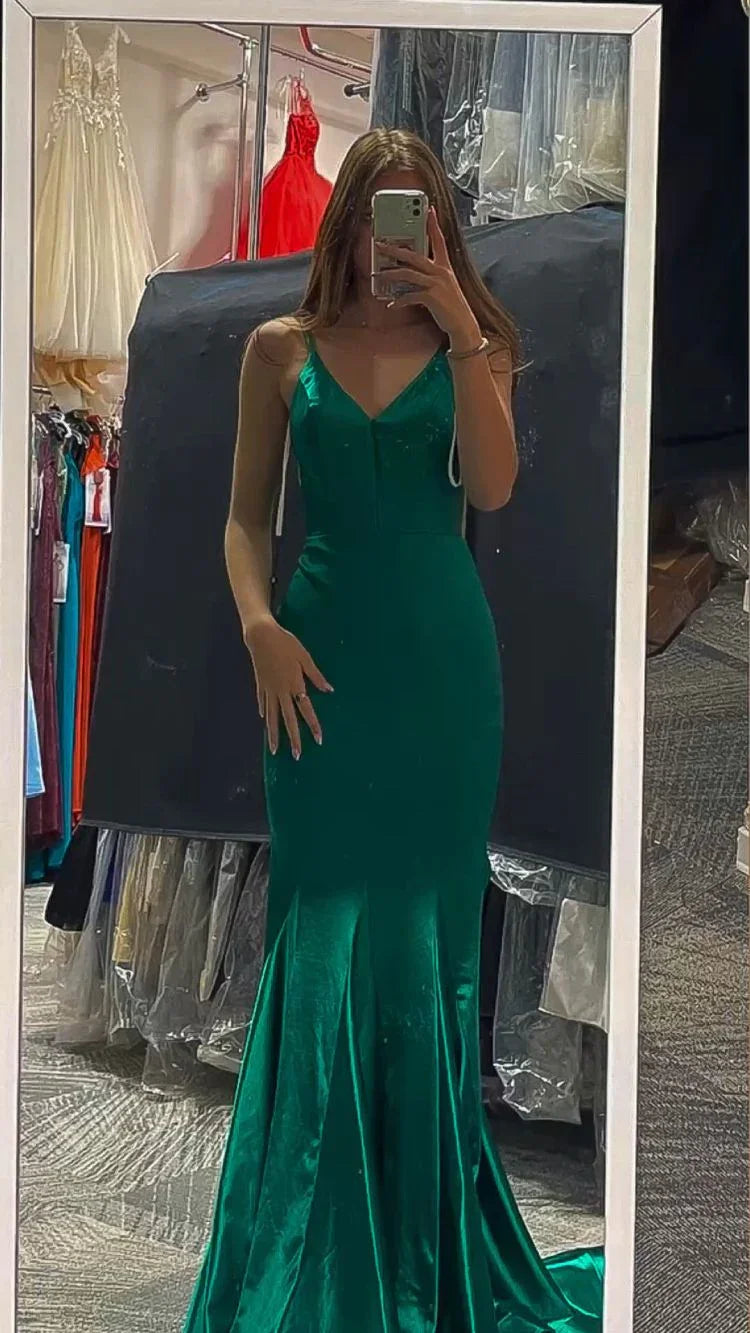 Vestido largo de gala Sirena Verde Vestido elegante de noche Verde Vestido formal Verde Y423