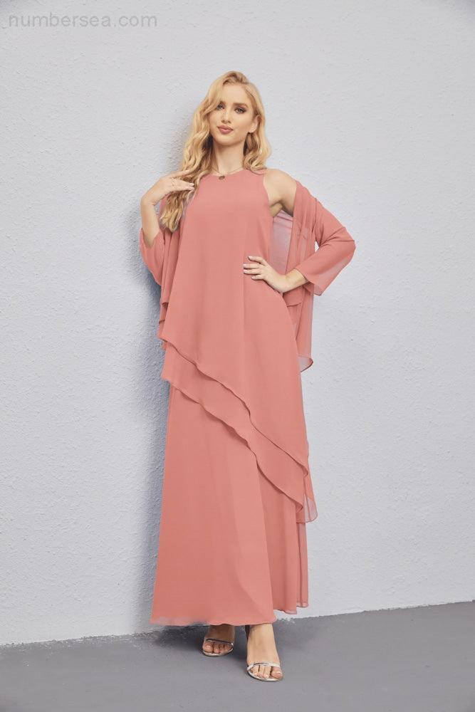 Abito da Sposa Madre con Cardigan Leggero Aperto Davanti Abito da Cerimonia Elegante 28081