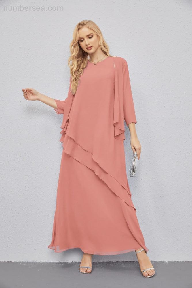 Abito da Sposa Madre con Cardigan Leggero Aperto Davanti Abito da Cerimonia Elegante 28081