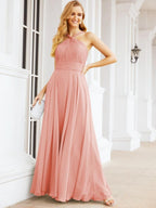Crisscross Halter Bridesmaid Dresses for Party Wedding Evening Prom Maxi Ball Gowns 28053