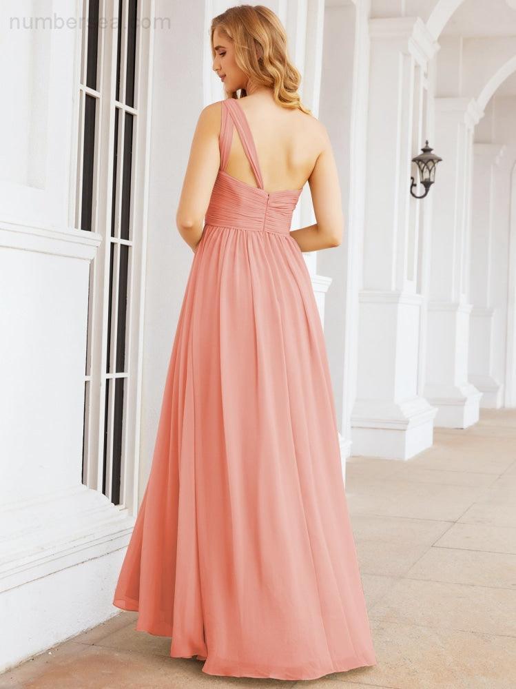 One Shoulder Bridesmaid Dresses Long Maxi Formal Evening Party Prom Gowns 28061