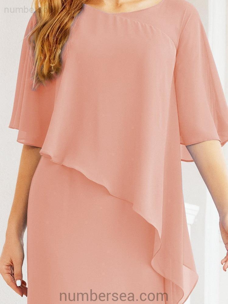 Numbersea Festliches Abendkleid Lang Mutter der Braut Kleid mit Rüschencape 28026