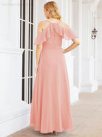 Cold Shoulder Long Bridesmaid Dresses Side Slit Formal Prom Gowns Party Wedding 28070