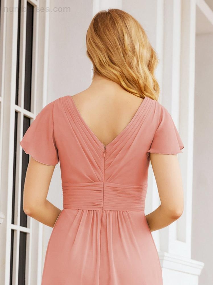 Vestidos de Baile Formais Numbersea para Mãe da Noiva com Mangas de Renda Vestido de Dama de Honra 28047