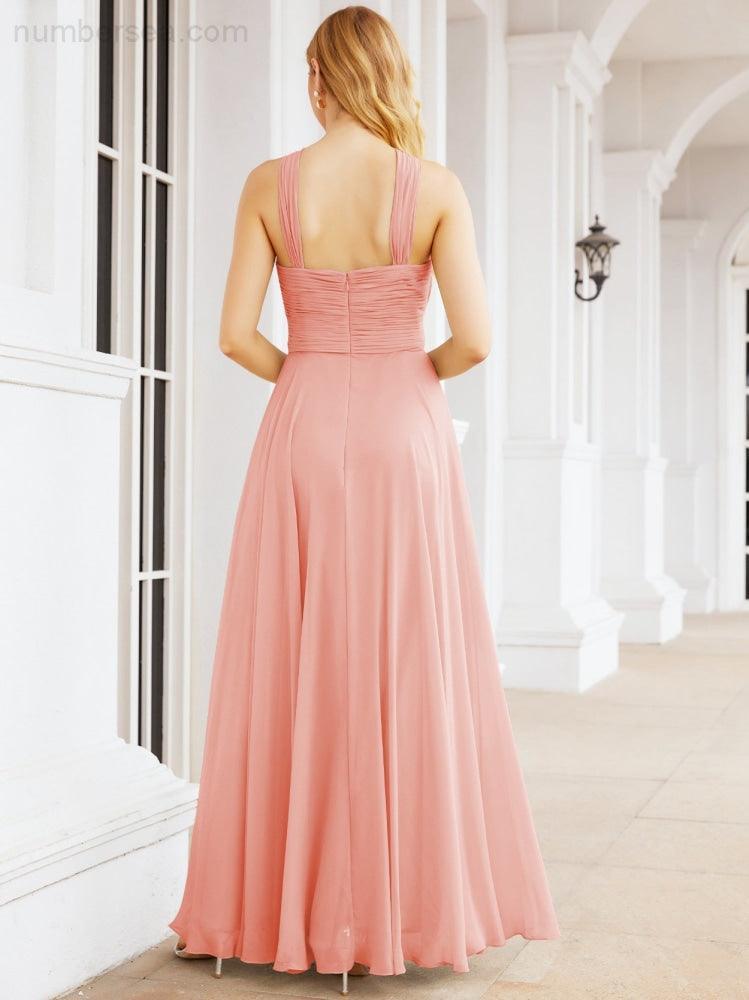 Crisscross Halter Bridesmaid Dresses for Party Wedding Evening Prom Maxi Ball Gowns 28053