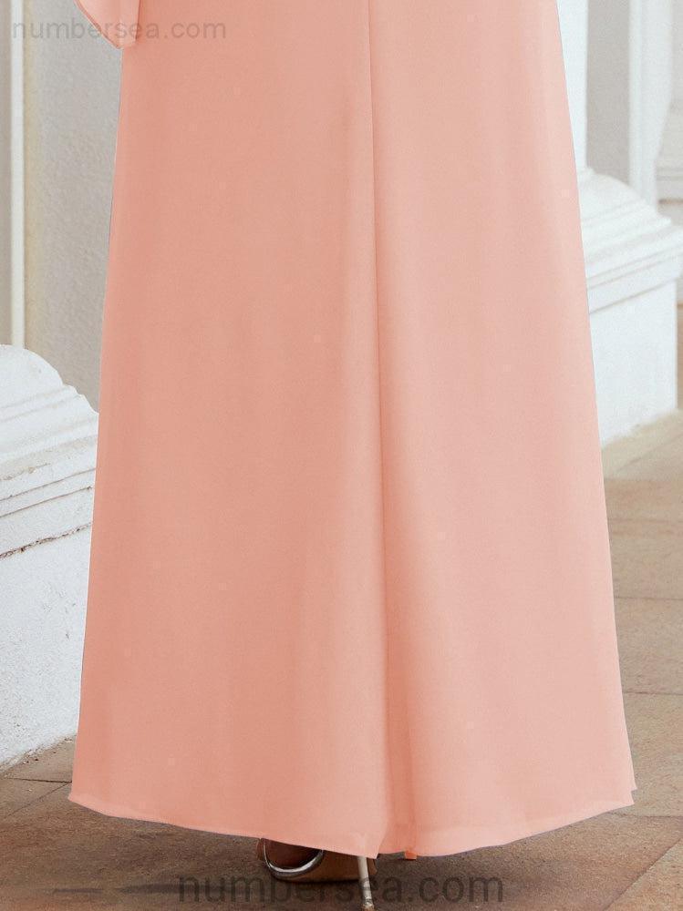 Numbersea Festliches Abendkleid Lang Mutter der Braut Kleid mit Rüschencape 28026