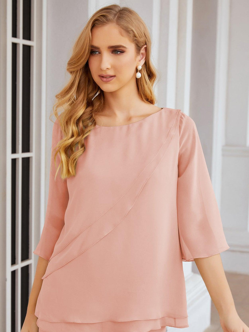 Numbersea Elegantes 2-teiliges Kleid für die Brautmutter Große Größen Hosenanzug mit Rüschenschichten Silberner Hausmantel 28064