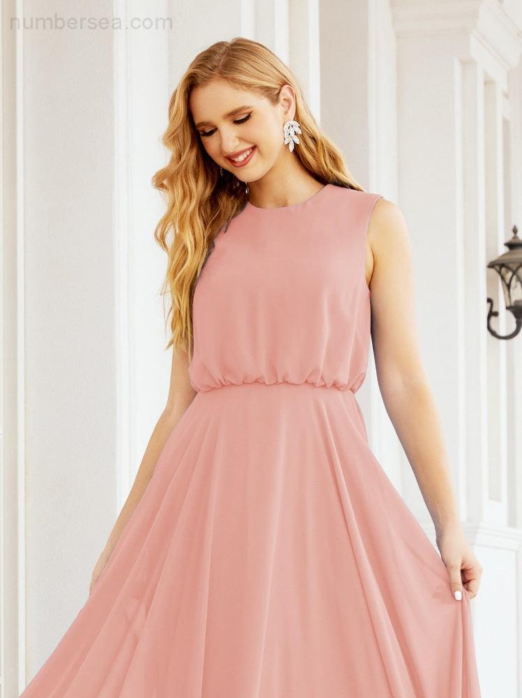 Sleeveless Long Bridesmaid Dress A line Formal Evening Prom Gown 28025