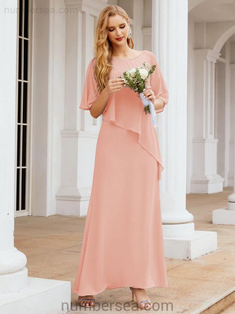 Numbersea Festliches Abendkleid Lang Mutter der Braut Kleid mit Rüschencape 28026