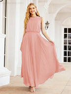 Sleeveless Long Bridesmaid Dress A line Formal Evening Prom Gown 28025