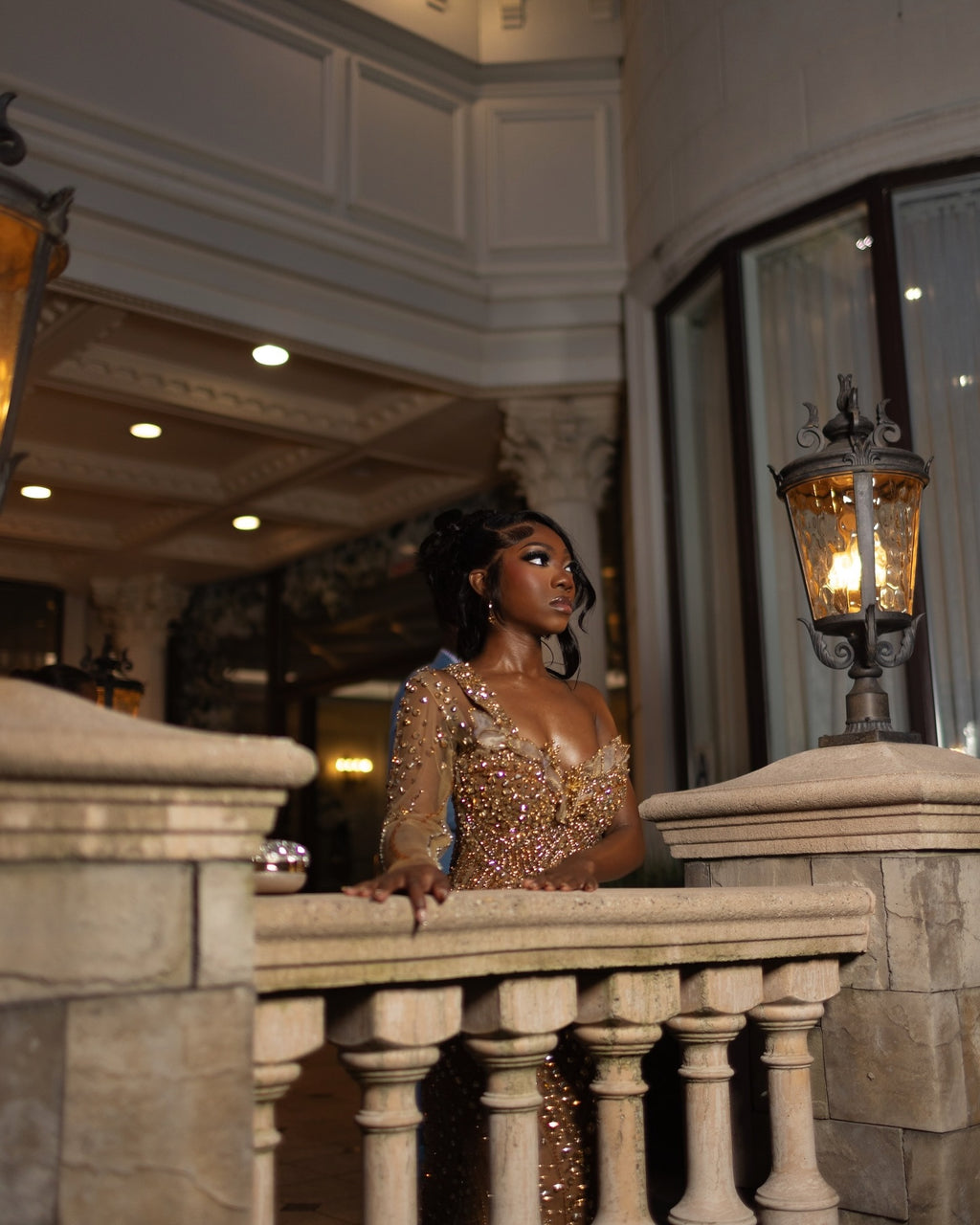 2026 Golden Hour Beaded Prom Dress Opulent Nude Gold Sequin Gown One Shoulder
