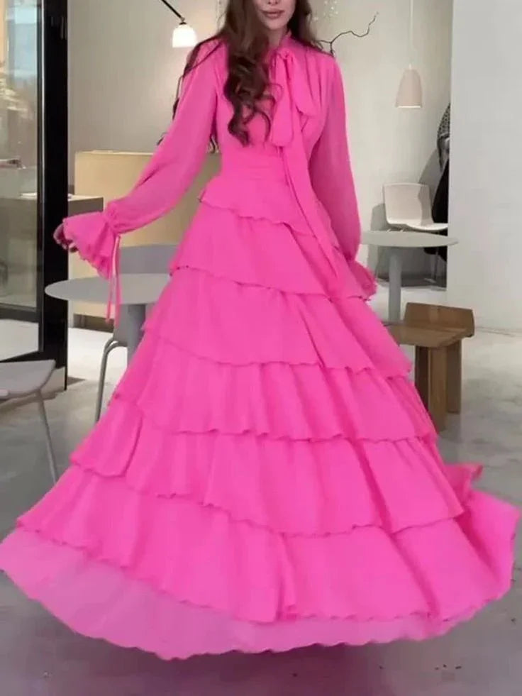 Chic Chiffon Layered Spliced Ruffles Prom Dress Evening Dress Y7640