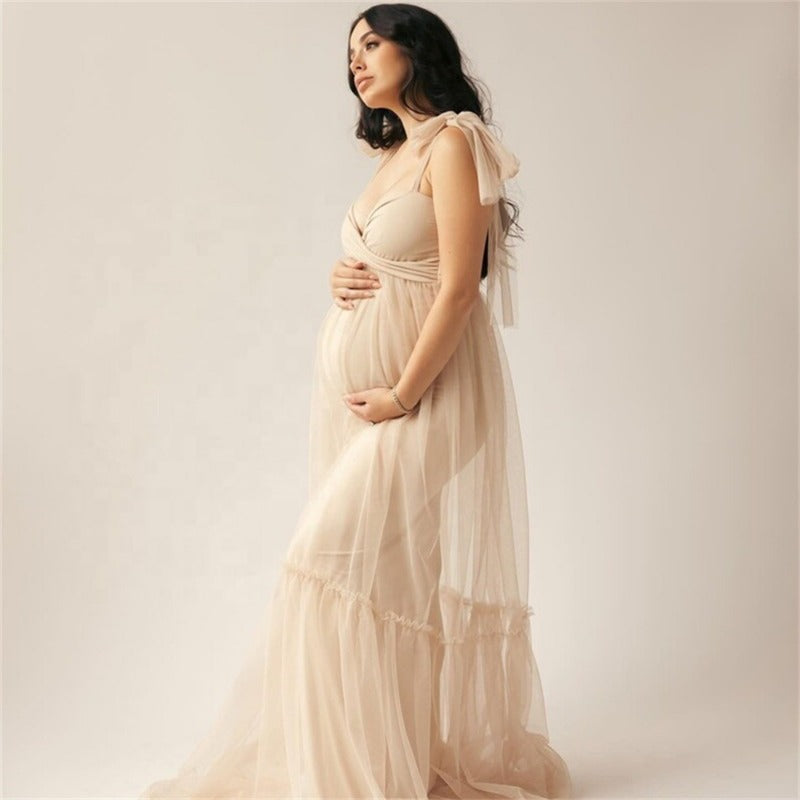 Robe de maternité en satin avec nœud robe de soirée de maternité photo photo robe de tous les jours
