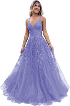 Vestido largo de gala con tul brillante y encaje floral, escote en V, vestido formal de noche, vestido largo de fiesta