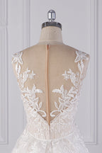 BMbridal Jewel Tulle Lace Mermaid Wedding Dress With Appliques Sleeveless